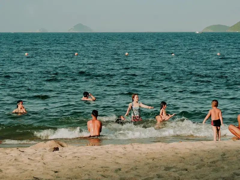 People enjoying a beach day.
